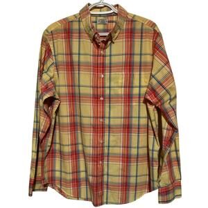 Reed Edward Men's Yellow Orange Blue Long‎ Sleeve Button Down Shirt Size L